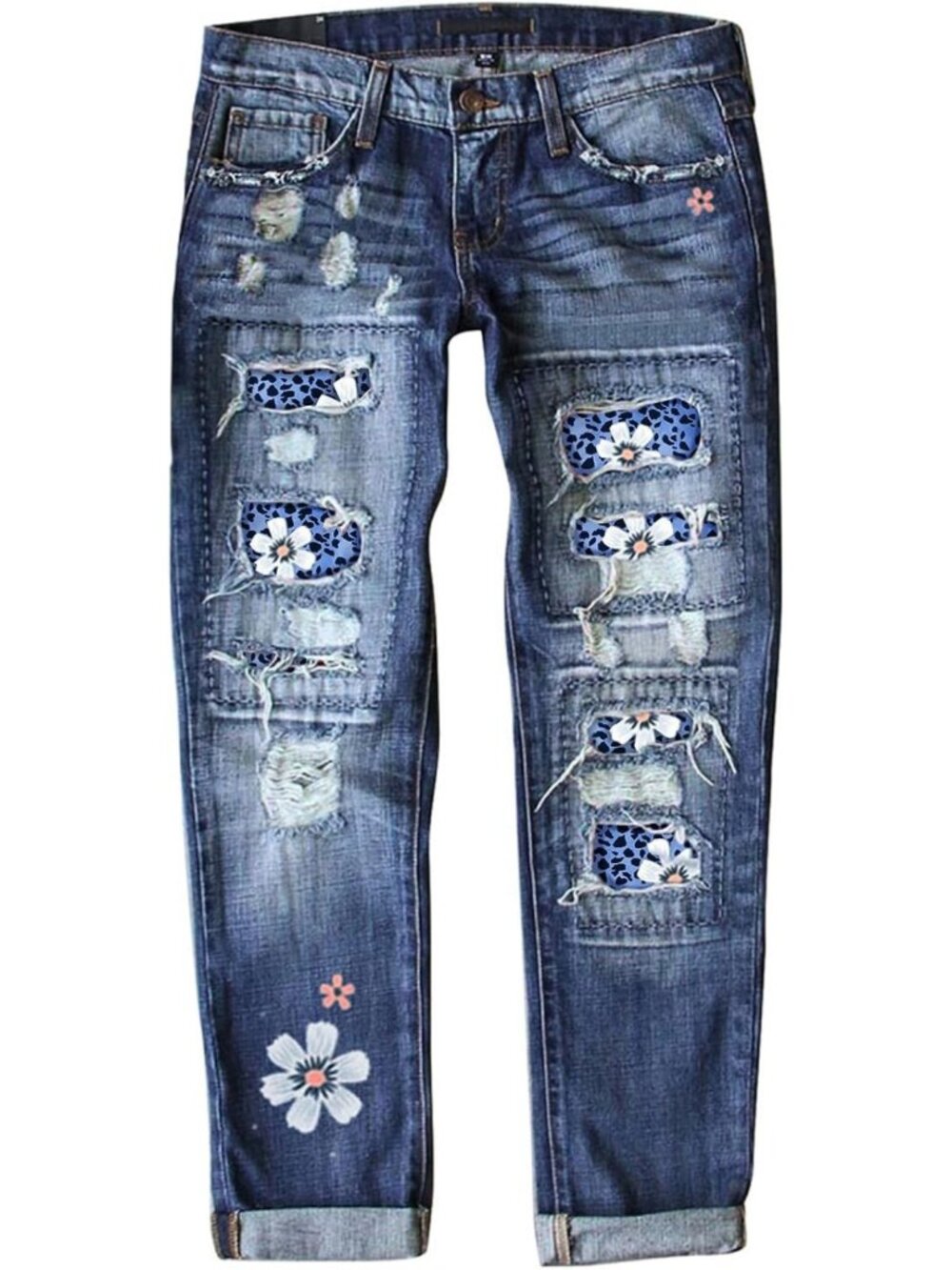 Stylish Women's Distressed Skinny Jeans | Ripped Boyfriend Fit | Plaid Patch